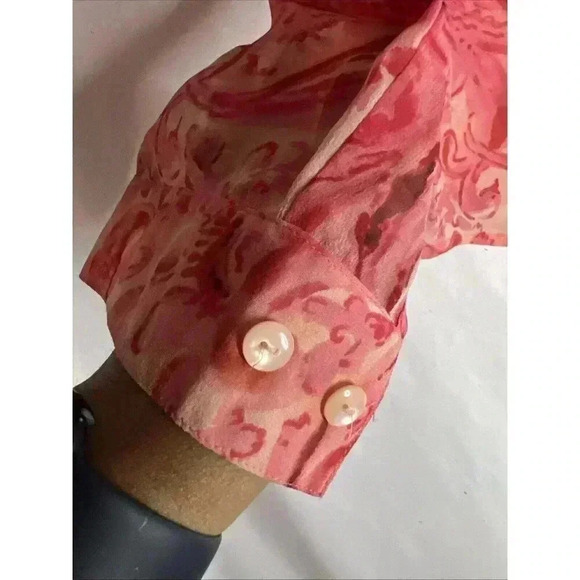 Vintage Ann Taylor sheer Pink Long sleeve silk button-up blouse size 8 - Picture 5 of 12